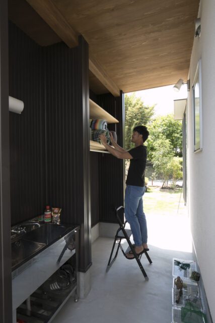  | 趣味の為の、外部収納がある家。